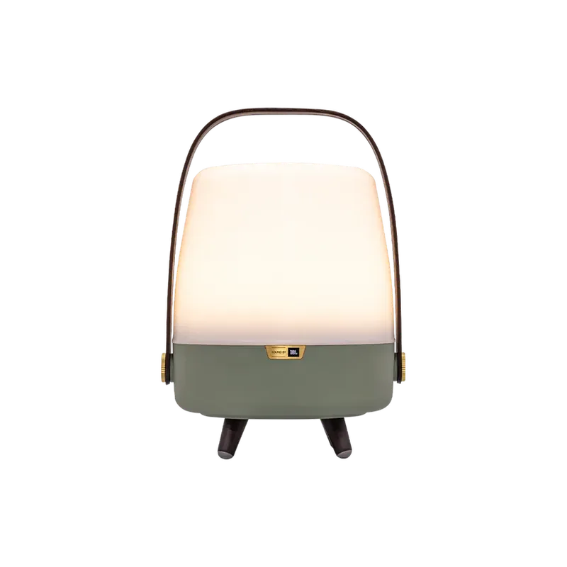 Lautsprecherleuchte aus Polyethylen mit Holzgriff und Messingakzenten – Lite-up PLAY Mini | Kooduu Geprüft
