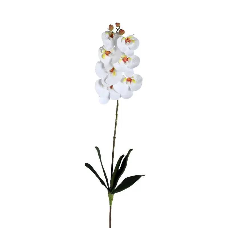 Orchideenblume - Weiße Phalaenopsis Spray mit Blättern, Metall, Kunststoff | PTMD Meistverkauft