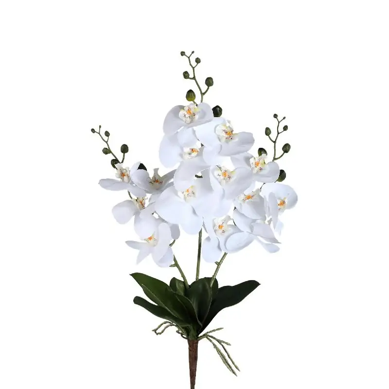 Kunstpflanze - Weiße Phalaenopsis Busch, Kunststoff, Halbhändig gefertigt | PTMD Neu