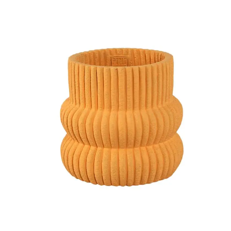 Blumentopf – Runde Form, Zement Material, Gerippte Struktur, Orange Oberfläche, M – Lucas | PTMD Sonderangebot