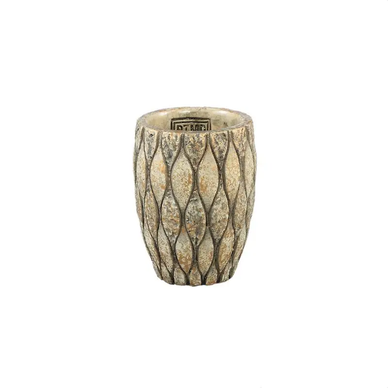 Blumentopf – Runde Form, Gemischte Struktur, Taupe Oberfläche, Zement Material, XS – Joedi | PTMD Bestseller