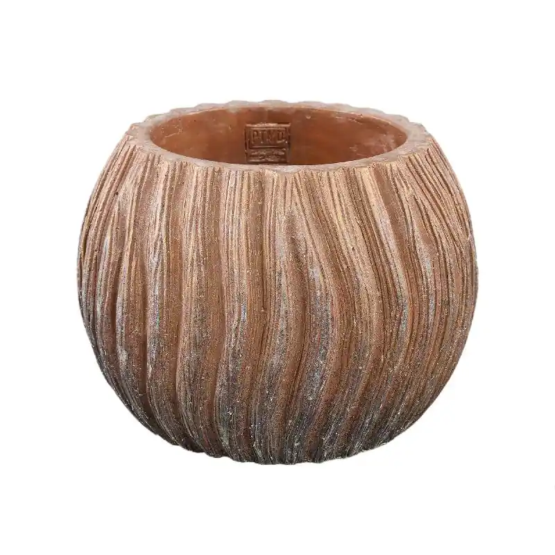 Knallerangebot Blumentopf – Kupfer Farbe, Streifen Design, Zement Material, Runde Form, L – Revil | PTMD