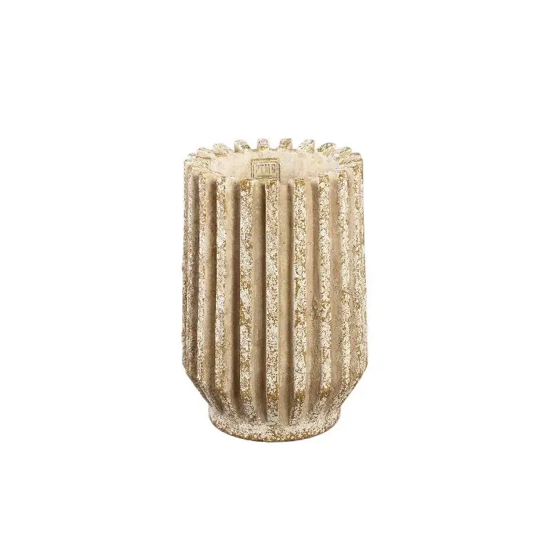 Blumentopf – Creme Farbe, Gerippte Linienstruktur, Zement Material, Hohe Form, XS – Zariya | PTMD Kracherpreis