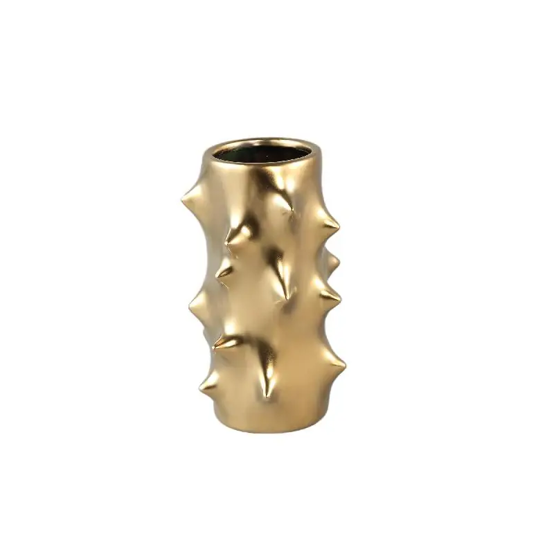 Topf – Rundes Design, Keramik Material, Wölbende Form, Gold, M – Oswaldo | PTMD Preiswert