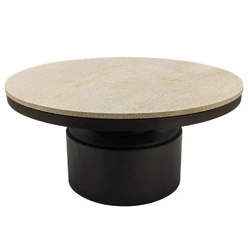 Couchtisch – Marmor Steinplatte, Creme Mink Oberfläche, Hohes Design – Bregt | PTMD Markenprodukt