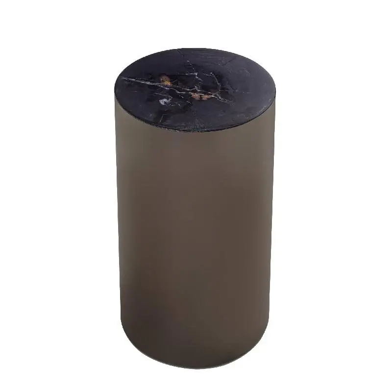 Nur Heute Beistelltisch – Versteinertes Holz, Nickel Basis, Rundes Design – Rillix | PTMD