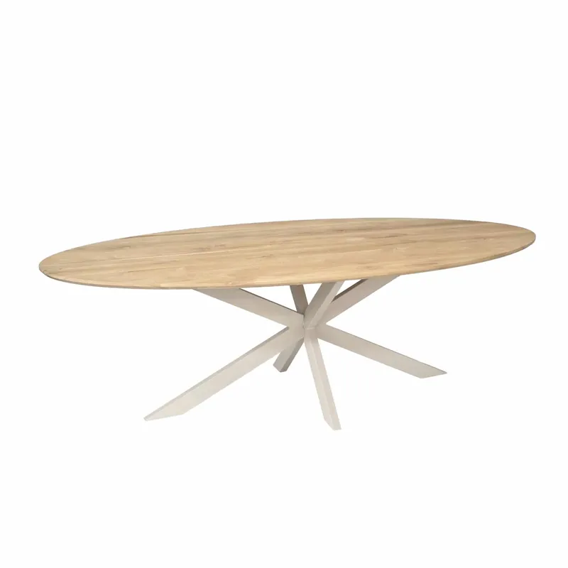 Sichere Zahlung Esszimmertisch - Eiche Natur, Metallgestell Sand, Oval Form, 280 cm – Ferris | Starfurn