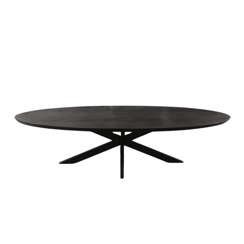 Esszimmertisch - Mangoholz Schwarz, Ovale Form, Matrix Gestell, 240 cm – Brandy | Starfurn Bestseller