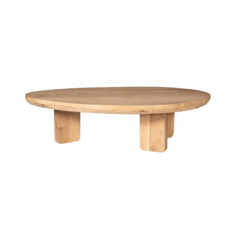 Saisonangebot Couchtisch – Natur Eichenholz, Dreieck Form, Weiche Rundungen 130 cm – Zillah | Starfurn