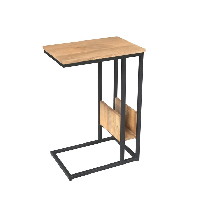 Echt Beistelltisch – Helles Mangoholz, Schwarzes Metall, Schlankes Design – Slider | Starfurn