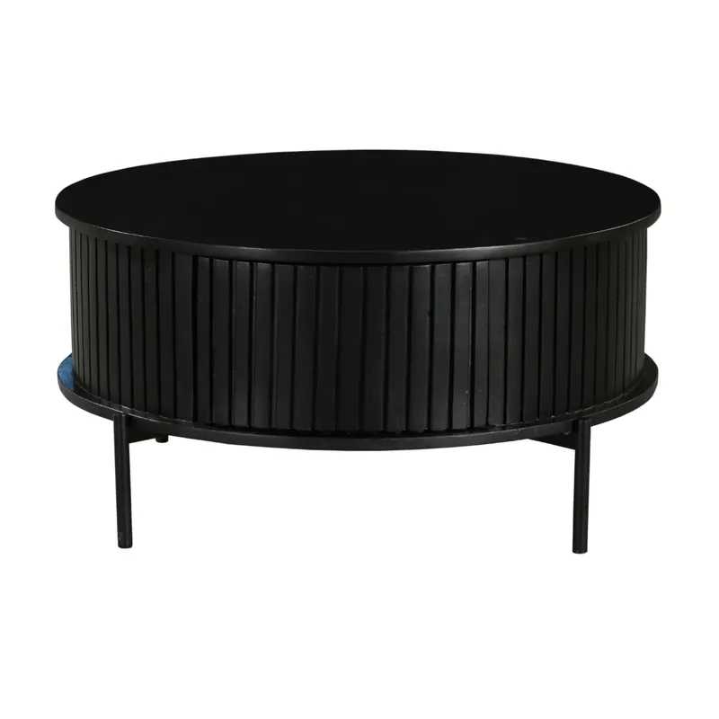 Couchtisch – Mangoholz, Schwarzmetall, Lamellenoptik – Madison | Starfurn Aktuell