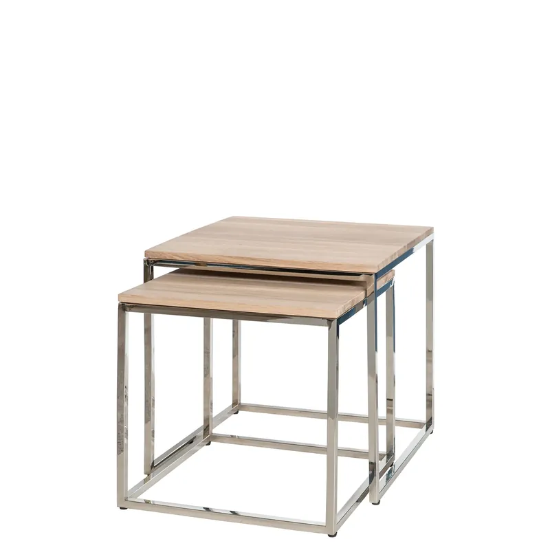 Finale Aktion Beistelltisch – Schwarzer Stahl, Eichenplatte Natur, Platzsparendes Design - Novo | Fink Living