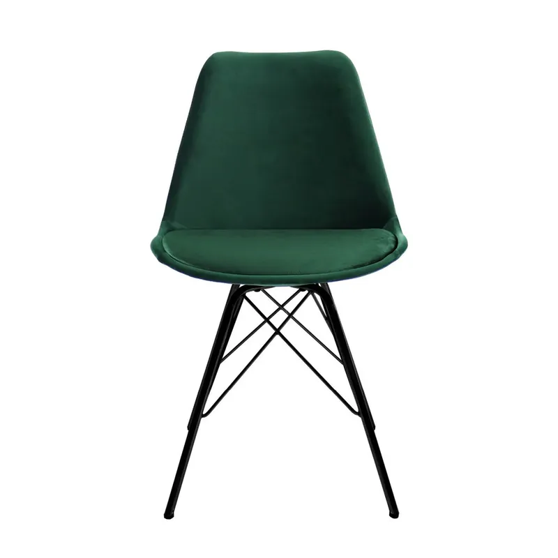 Esszimmerstuhl – Dunkelgrüner Samt, Schwarzes Metall, Moderne Form - Velvet | Kick Collection Billig