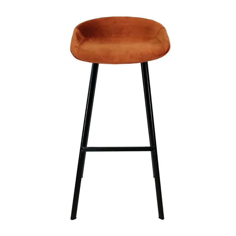 Barhocker – Oranger Samt, Schwarzes Stahlgestell, Gepolsterte Sitzfläche - Finn | Kick Collection Online Kaufen
