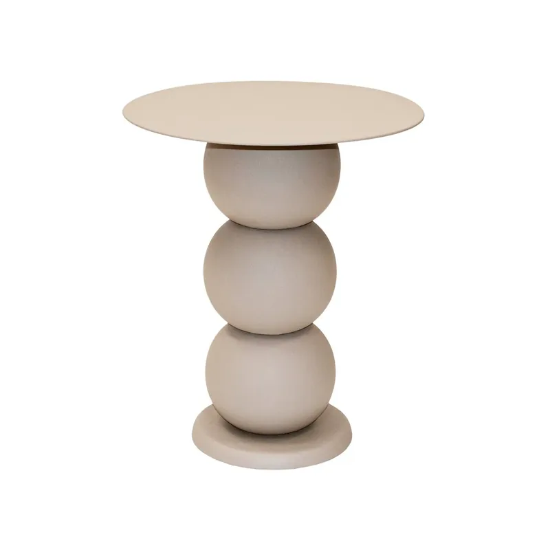 Beistelltisch – Beiges Metall, Skulpturales Design, Runde Form - Rua | Kick Collection Expressversand