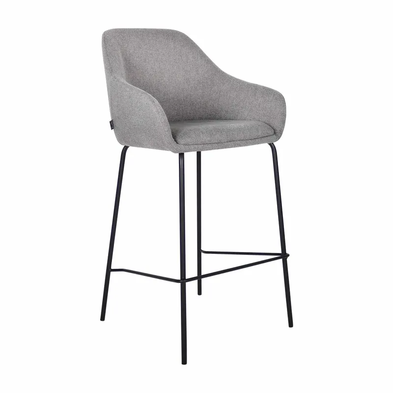 Barhocker – Dunkelgrauer Stoff, Schwarzes Metall, Komfortable Armlehnen - Suus | Kick Collection Neue Kollektion
