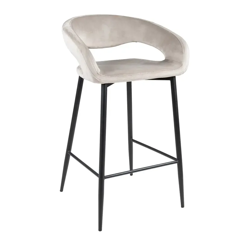 Barhocker – Champagner Samt, Stahlgestell, Gepolsterte Rückenlehne - Lenn | Kick Collection Top-Angebot