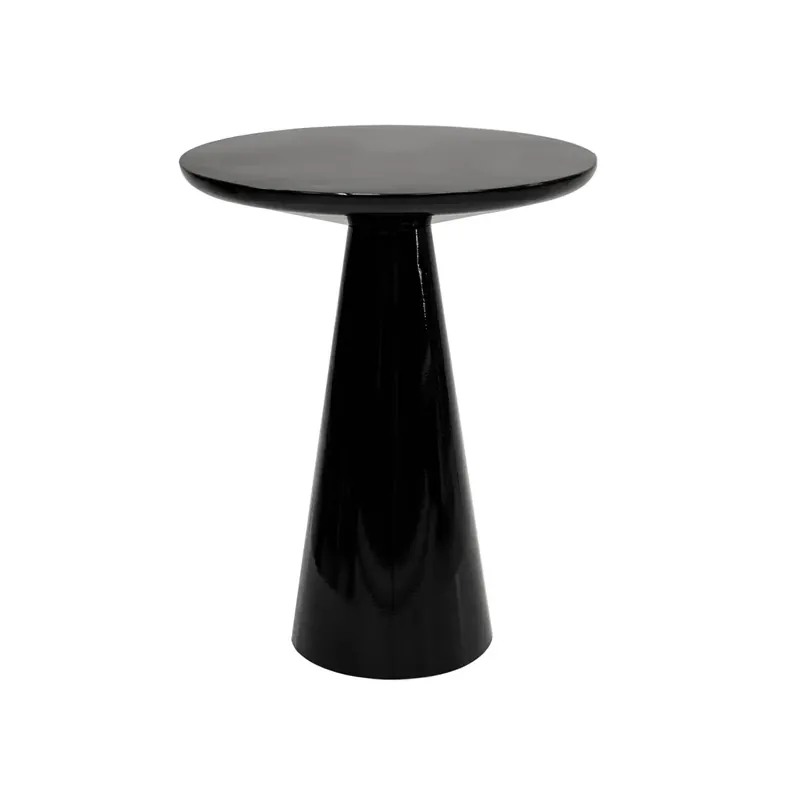 Beistelltisch – Schwarzes Metall, Runde Tischplatte, Glänzende Oberfläche - Lea | Kick Collection Top-Angebot