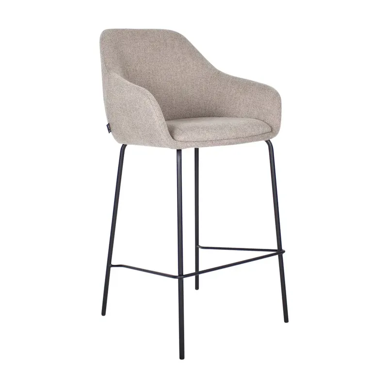 Meistverkauft Barhocker – Taupe Stoff, Schwarze Beine, Feine Lehnen - Suus | Kick Collection