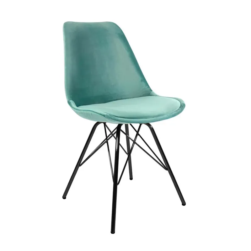Esszimmerstuhl – Mintgrüner Samt, Schwarzes Metall, Moderne Form - Velvet | Kick Collection Knallerangebot