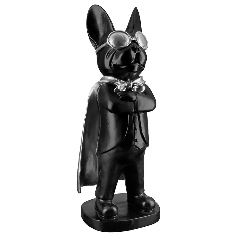 Online Kaufen Dekofigur – Schwarze Bulldogge, Silberfarbener Akzent, Höhe 32,5 cm - Hero Dog | Gilde