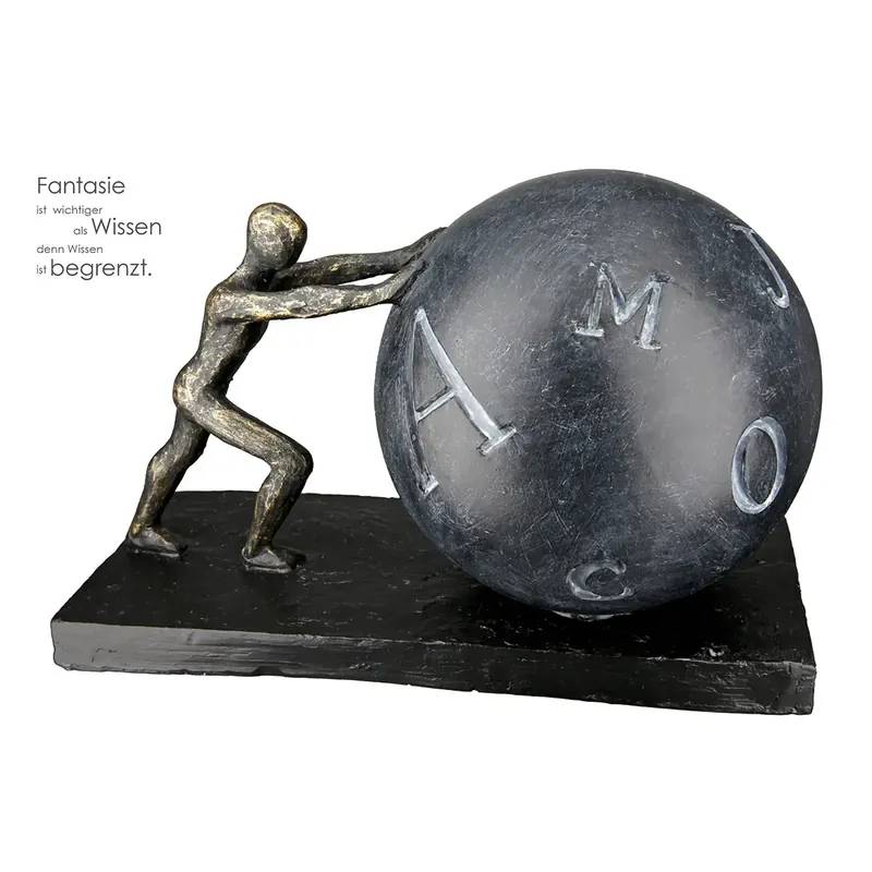 Letzte Chance Skulptur – Antikes Finish, Bronzefarbener Akzent, Figürliches Motiv - Pushing | Gilde