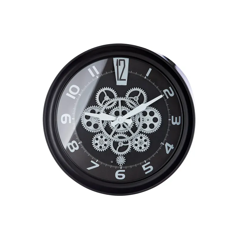Wanduhr – Rundes Design, Zahnradmotiv, Schwarze Optik - Pinon | Gilde Neue Ware