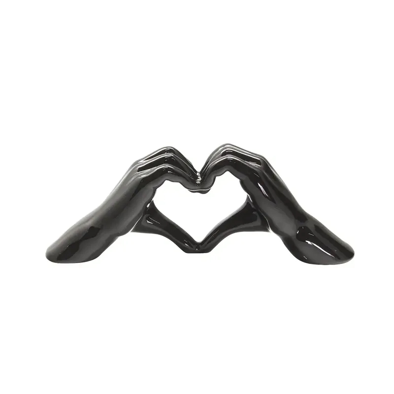 Dekoobjekt – Schwarze Keramik, Skulpturales Herz, Feine Hände - Heart | Gilde Jetzt Kaufen