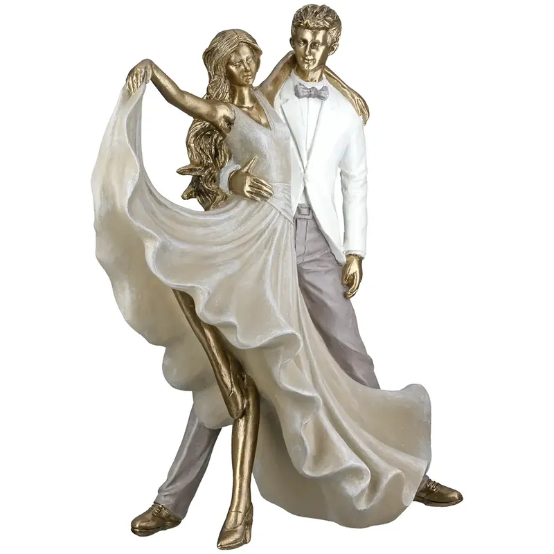 Aktuell Dekofigur – Goldene Metalloptik, Tanzende Form, Weiße Akzente, Höhe 29,5 cm - Salsa | Gilde