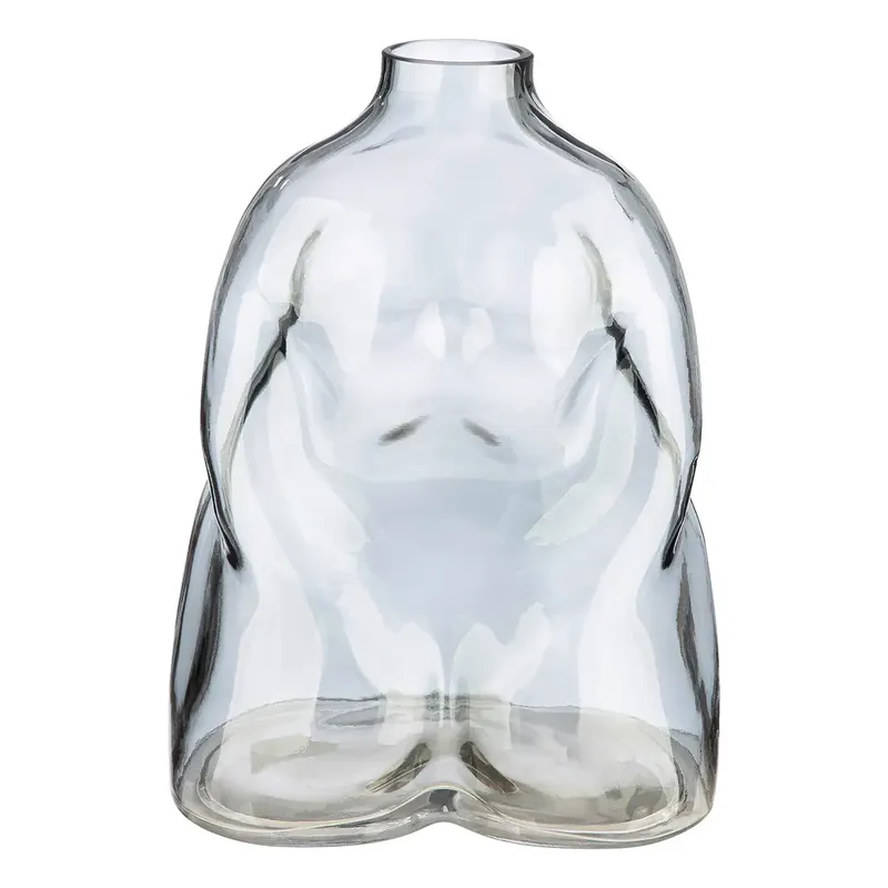 Meistverkauft Vase – Graues Glas, Weibliche Form, Wasserdichte Nutzung, Höhe 25 cm - Großer Körper | Gilde