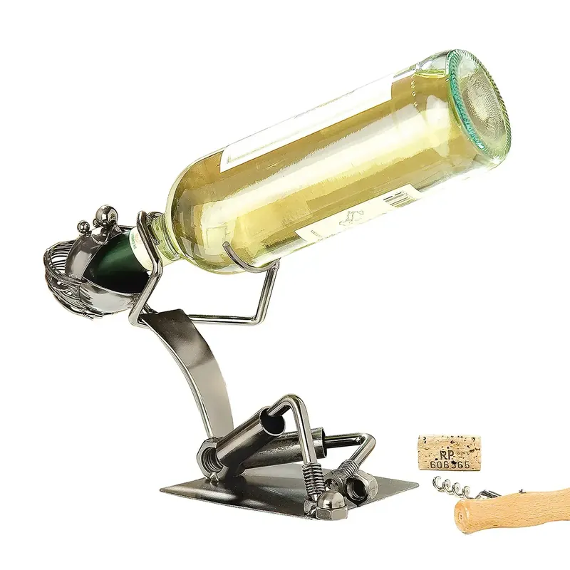Flaschenhalter – Vernickeltes Metall, Silberfarbener Glanz, Schlanke Form - Schluckspecht | Gilde Preisknaller