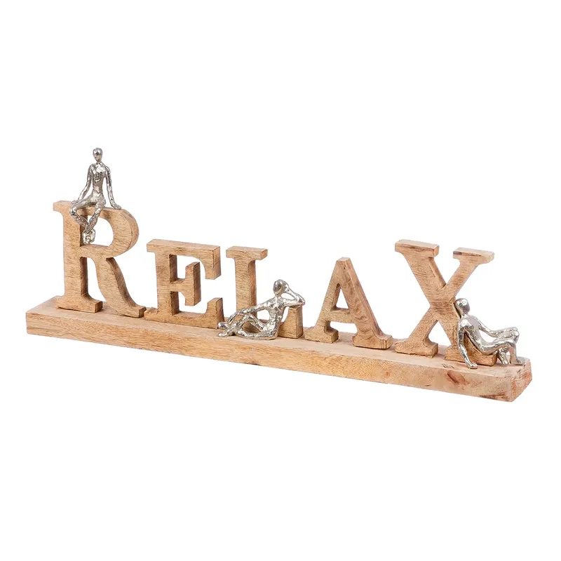 Letzte Chance Schriftzug – RELAX Schriftzug, Sitzende Figuren, Mangoholz Basis - RELAX | Gilde