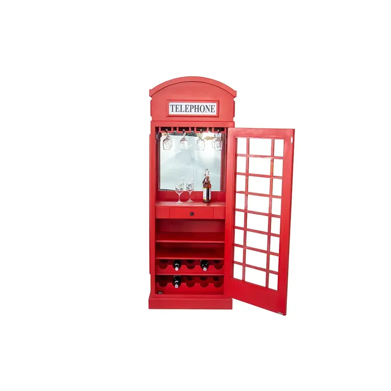Weinregal – Rotes Mangoholz, Recyceltes Material, Ikonische Telefonzelle, 200 cm - Telefonzelle | Gilde Neu