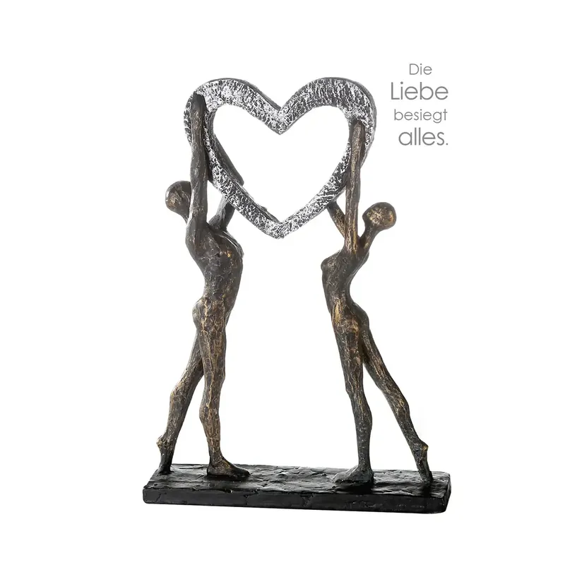 Bestpreis Skulptur – Mattes Kunstharz, Strukturierte Oberfläche, Herzmotiv, 37 cm - Victory | Gilde