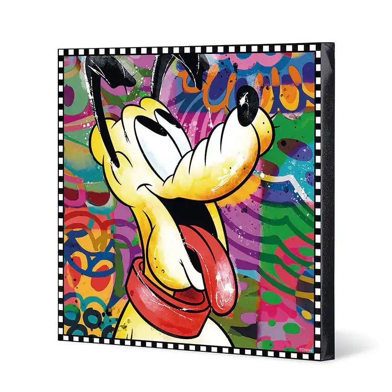 Zertifiziert Wandbild – Holzrahmen Design, Leinwand Struktur, Pop Art Motiv - Pluto | Gilde