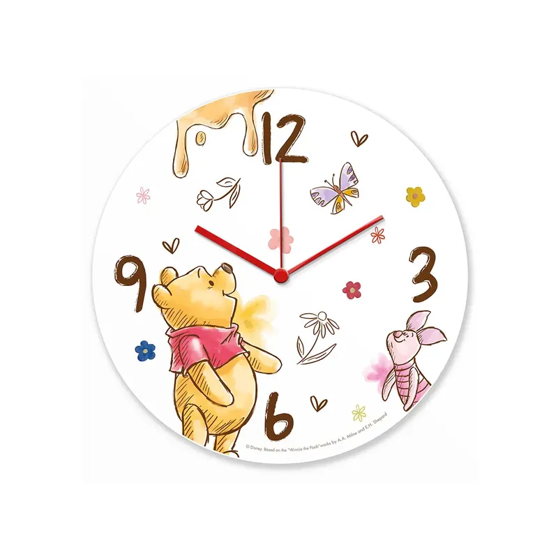 Sofort Bestellen Wanduhr – Weißer Kunststoff, Rosa Akzente, Ferkelmotiv, 35 cm - Winnie Pooh | Gilde