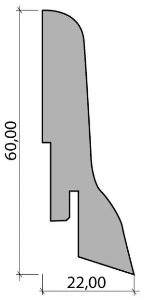 Abverkauf Sockelleiste furniert, Eiche Brighton, Mattlack, 60 mm breit
