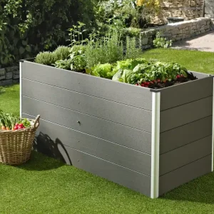Markenware MrGardener WPC-Hochbeet Anthrazit/Alu