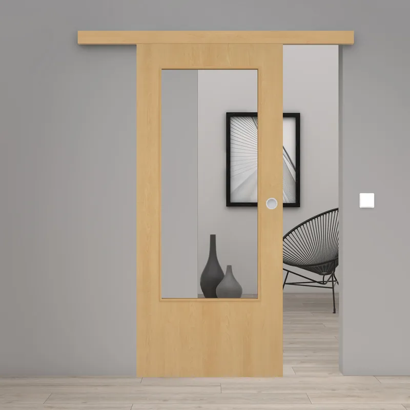 Bestpreis Schiebetür Laminato Ahorn CPL großer Lichtausschnitt