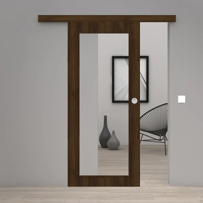 Schiebetür Laminato Accent Nussbraun CPL XXL-Lichtausschnitt Garantierte Lieferung