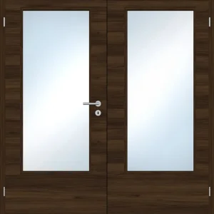 Preisknaller Doppelflügel-Innentür Laminato Accent Nussbraun Quer CPL großer Lichtausschnitt