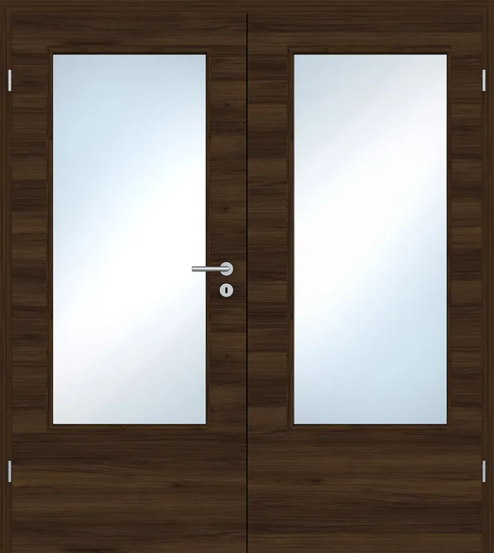 Preisknaller Doppelflügel-Innentür Laminato Accent Nussbraun Quer CPL großer Lichtausschnitt