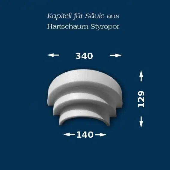 Wiesemann | Säulenkapitell SK2-3" | Polystyrol | 340 x 140 mm | Dekosäule | Zierelement Stucksäule Ausverkauf