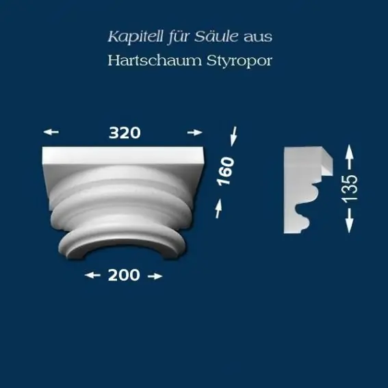 Versand Am Gleichen Tag Wiesemann | Säulenkapitell SK8-1" | Polystyrol | 320 x 200 mm | Dekosäule | Zierelement Stucksäule