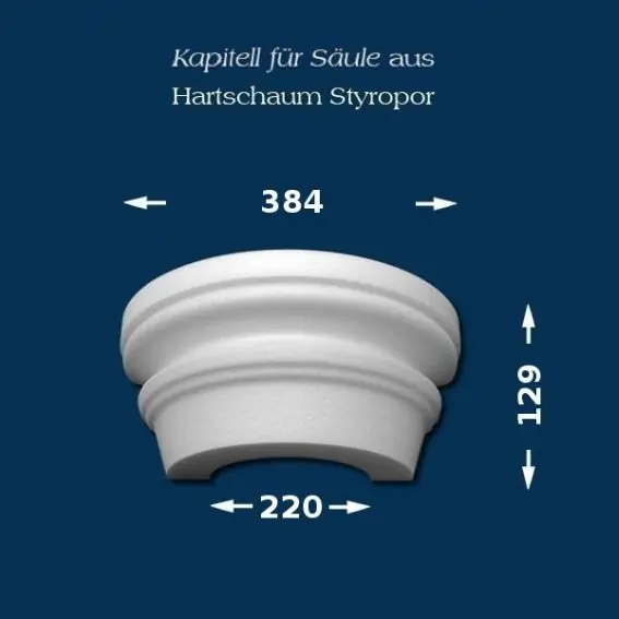 Wiesemann | Säulenkapitell SK10-2" | Polystyrol | 384 x 220 mm | Dekosäule | Zierelement Stucksäule Top-Angebot