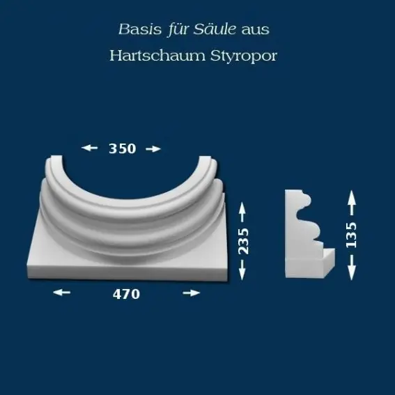 Wiesemann | Säulenbasis "SB23" | Polystyrol | 470 x 350 mm | Säulenfuß | Styroporsäule | Dekosäule Neu Im Sortiment