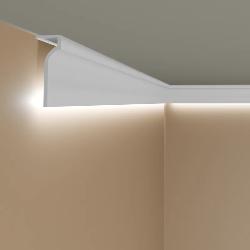 Neu Im Sortiment Elite Decor | Lichtleiste P891 | Polyurethan | 130 x 50 x 2000 mm | Weiß | Styropor Deckenleiste