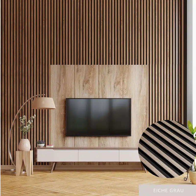 Mardom | Akustik 3D Wandpaneel "0047" | H: 2700 mm x B: 120 mm | Eiche Grau | Modern Geprüft