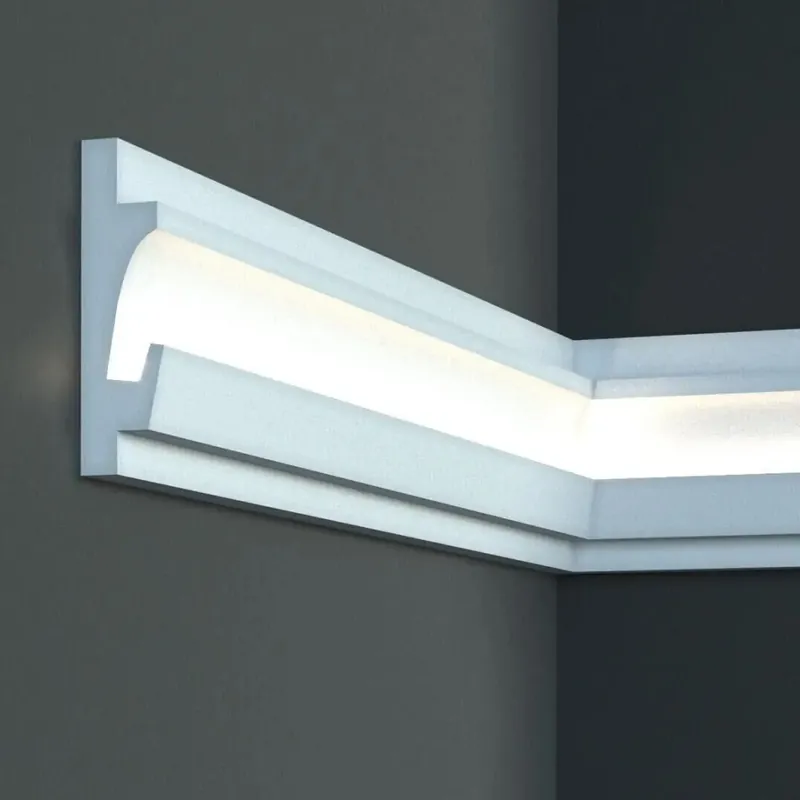 Neu Im Sortiment Elite Decor | Lichtleiste KD401 | Polystyrol | 35 x 125 x 1150 mm | Weiß | Styropor Zierleiste