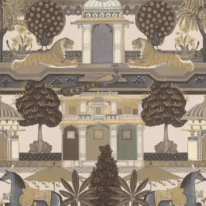 Rasch | Indian Style | 746228 | Vliestapete | Tiermuster | 0.53 x 10.05 m | Grau | Beige Sonderaktion